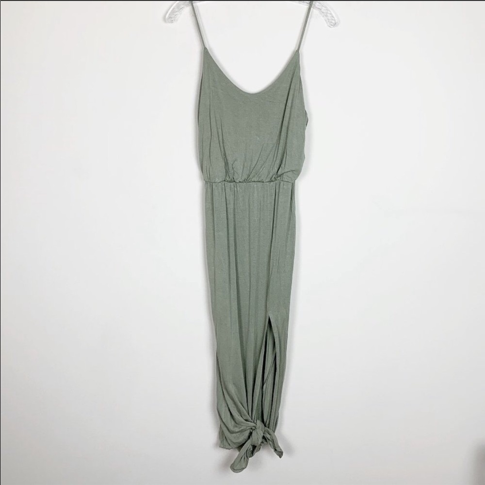 Lulu's | olive green side slit maxi dress medium
